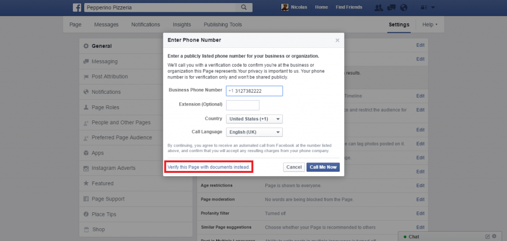 Facebook Page Verification Next Step